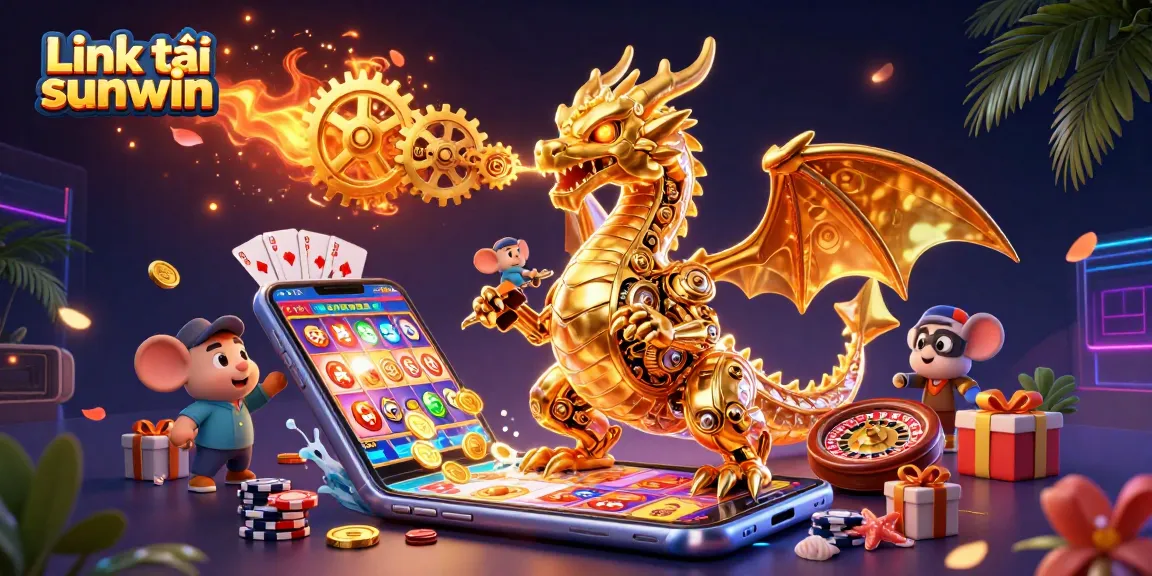 Experience the excitement of gaming with Link tải sunwin featuring a vibrant dragon and slot games