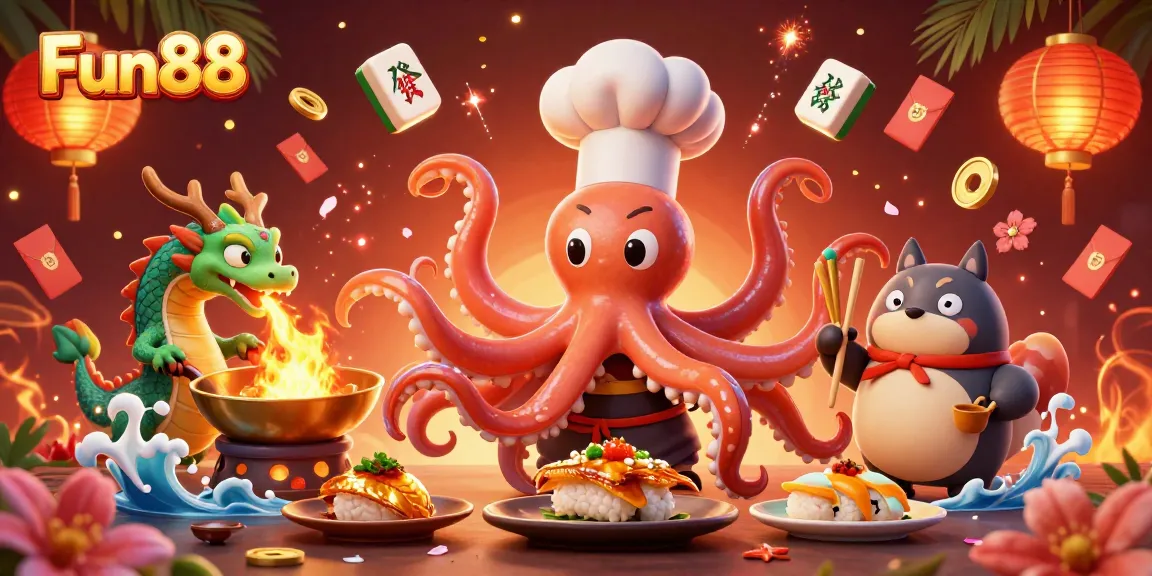 Engage with Fun88 amidst vibrant mahjong and golden symbols in a dynamic casino scene.