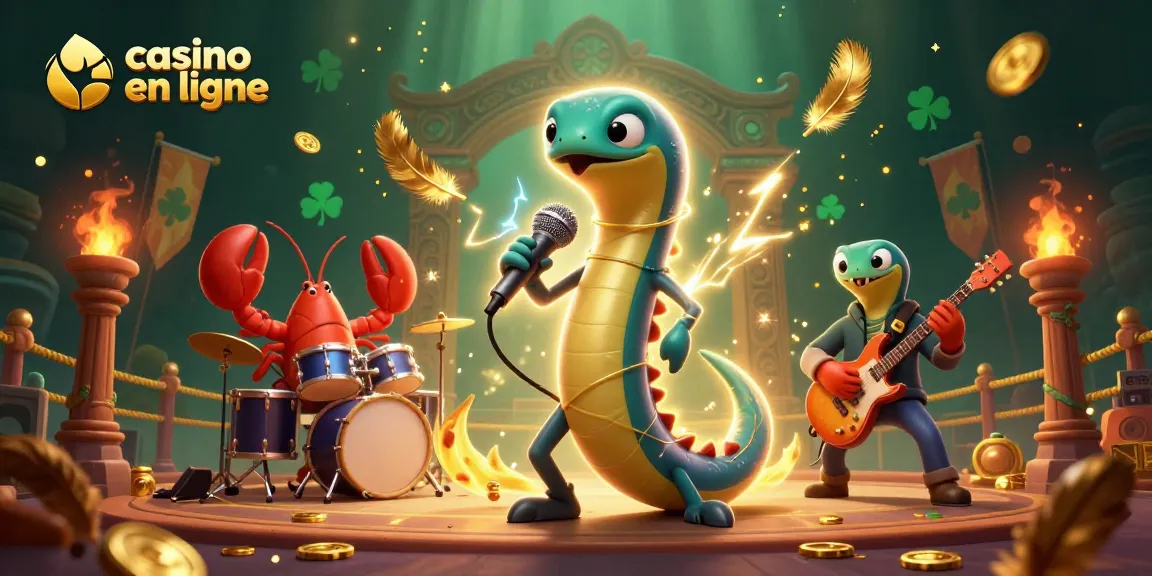 Le casino en ligne propose une illustration animée d'une anguille DJ, offrant des jeux captivants et des événements scintillants.
