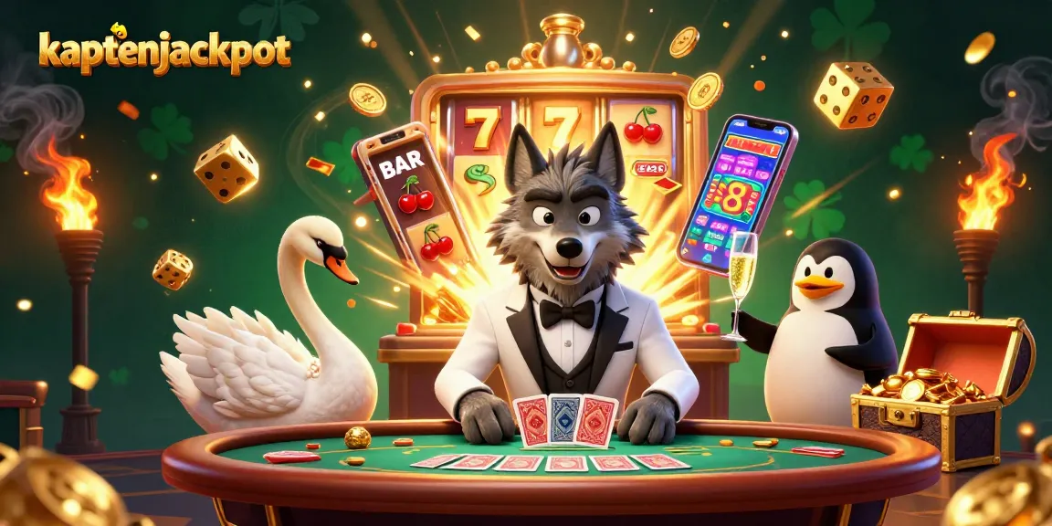 Experience the thrill of kaptenjackpot with a vibrant casino scene featuring colorful characters and gaming action.