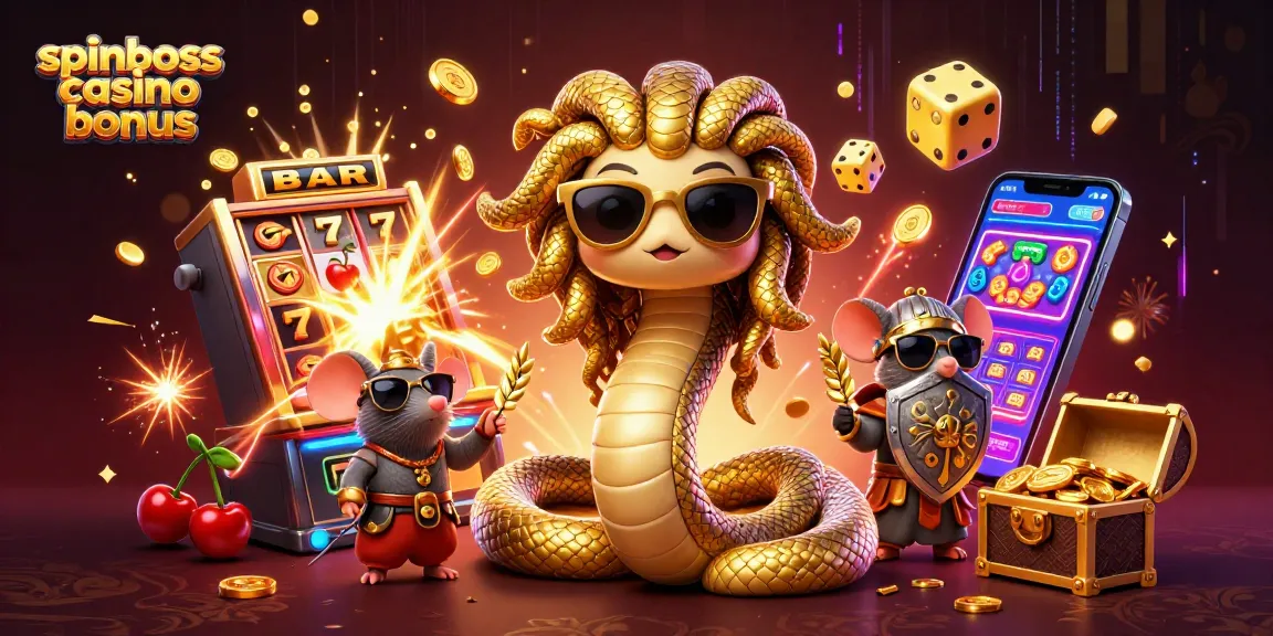 Jouez avec le bonus SpinBoss casino et découvrez une offre généreuse à travers une illustration captivante.