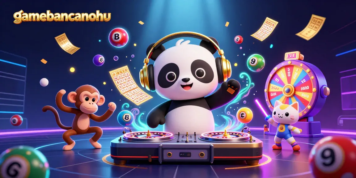 Experience gamebancanohu with a lively DJ panda, breakdancing monkey, and vibrant gambling elements.