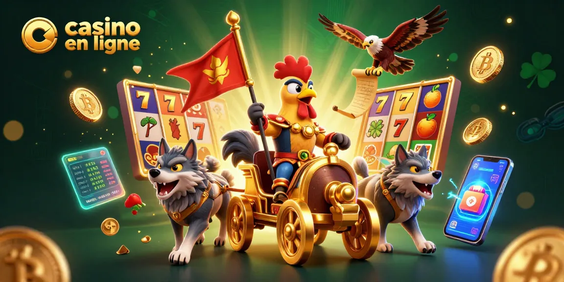 Casino en ligne : Jouez et gagnez avec le seigneur coq au cœur d'une scène animée.