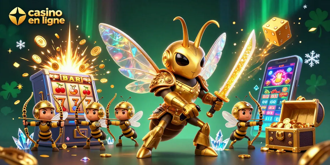 Vivez le frisson du casino en ligne avec une illustration captivante de personnages 3D et d'éléments de jeu.