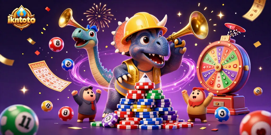 Ikntoto gaming celebration scene featuring vibrant gambling elements and a cheerful atmosphere.