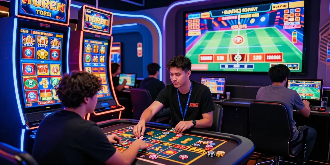 Exciting gaming atmosphere at tempototo with players engaging in online togel and slots.