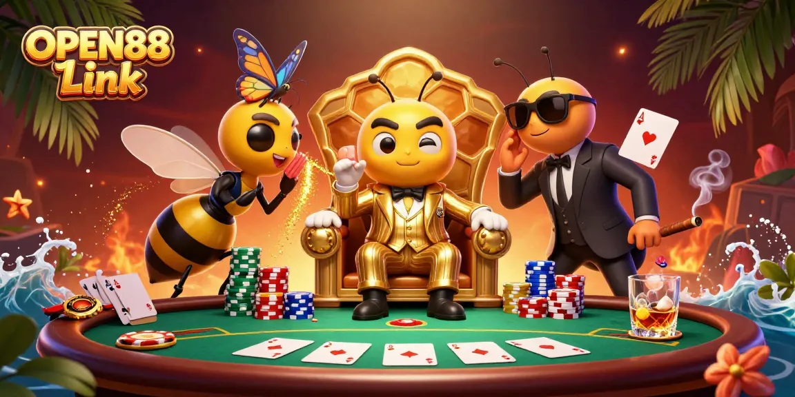 Join the excitement at OPEN88 Link with a vivid portrayal of charismatic characters in a casino setting.