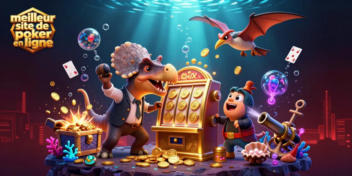 Jackpot de poker en ligne sur le meilleur site de poker en ligne avec des pièces d'or volantes.