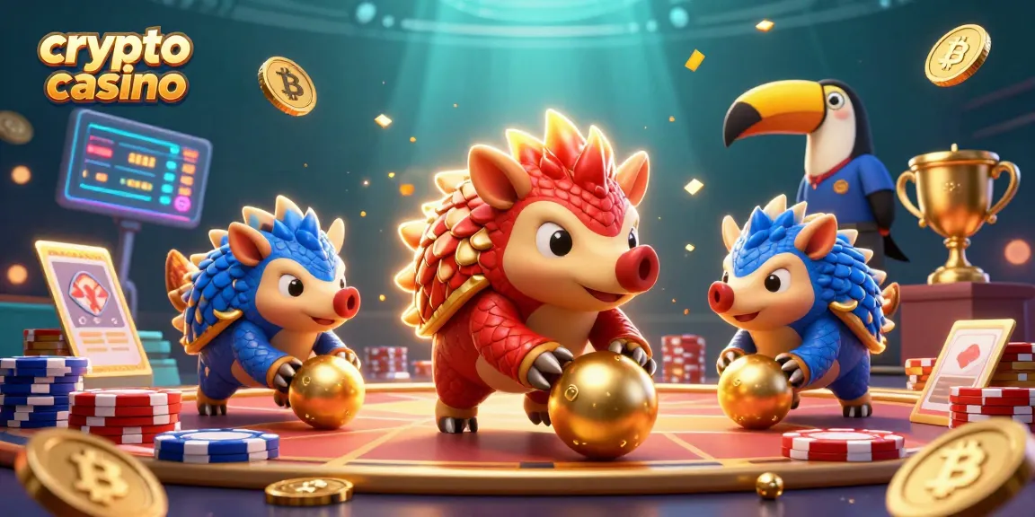 Scopri il mondo del crypto casino con pangolini rivali e monete digitali scintillanti.