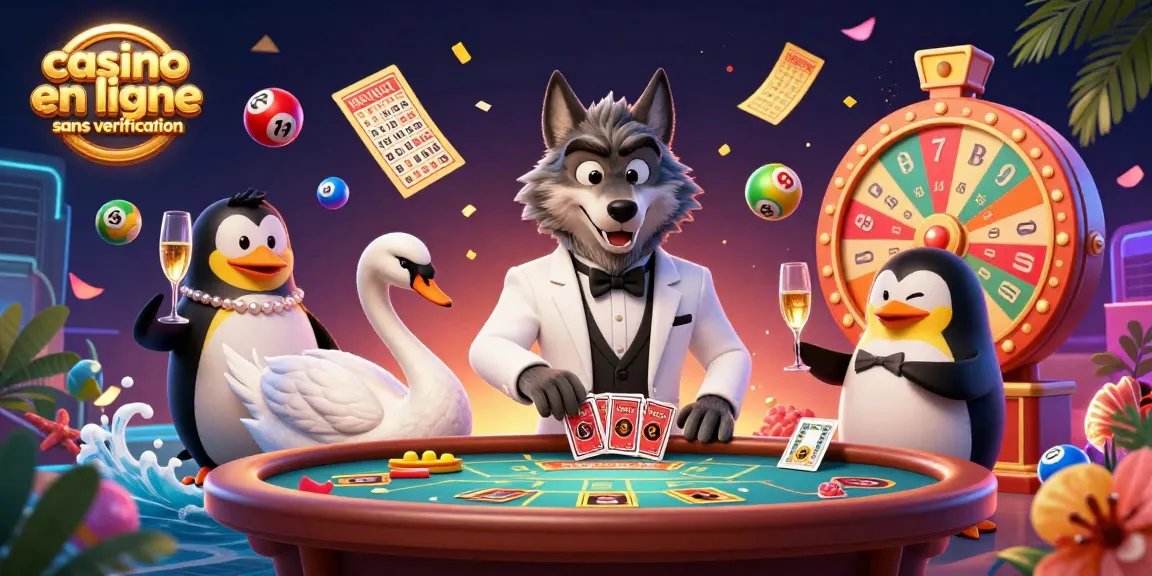Plongez dans le monde du casino en ligne sans vérification avec une illustration dynamique de personnages fascinants.