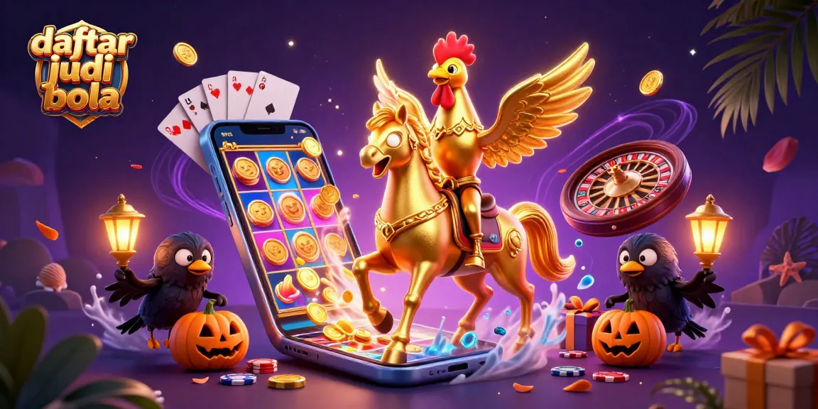 Experience daftar judi bola with vibrant casino imagery of golden rooster and dynamic gaming elements.