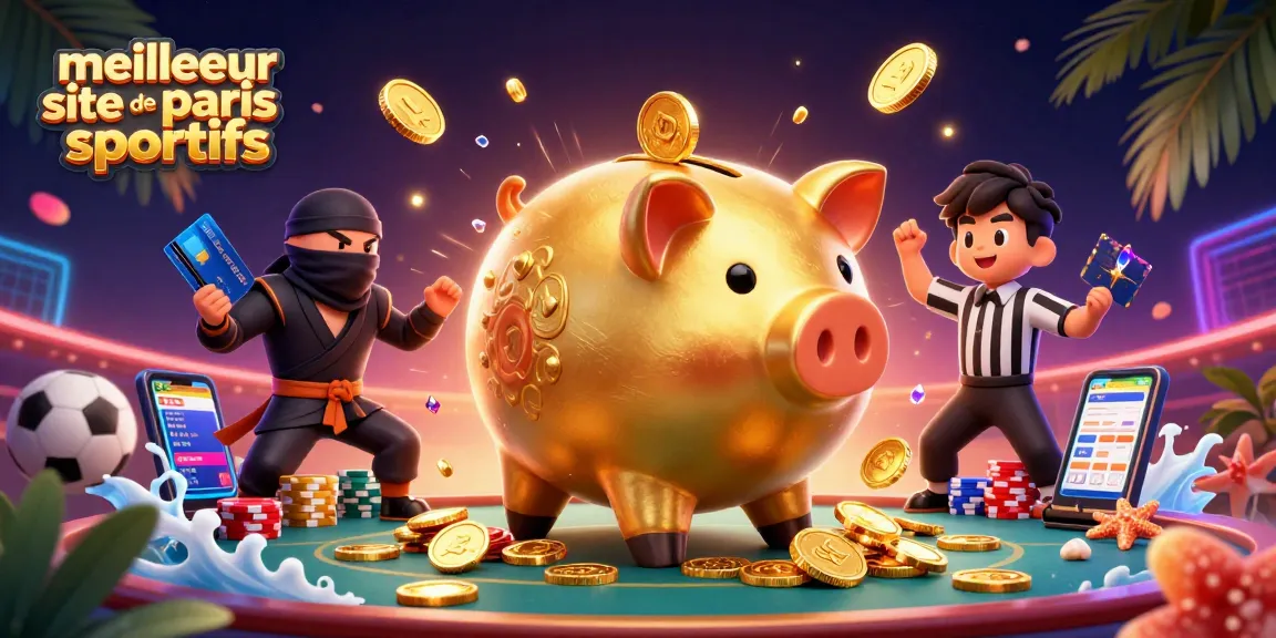Image montrant le meilleur site de paris sportifs avec des personnages de casino dynamiques et des éléments de jeu.